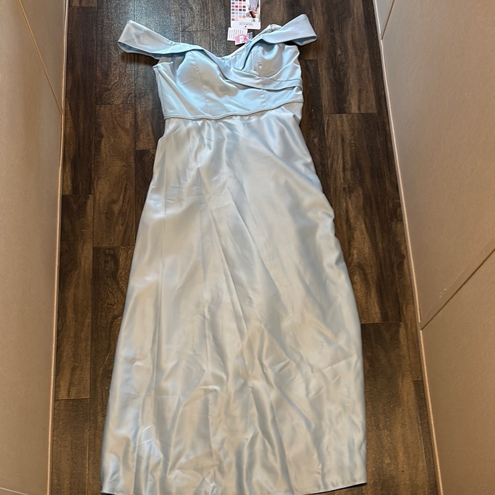 Elegant Light Blue Off-Shoulder Dress